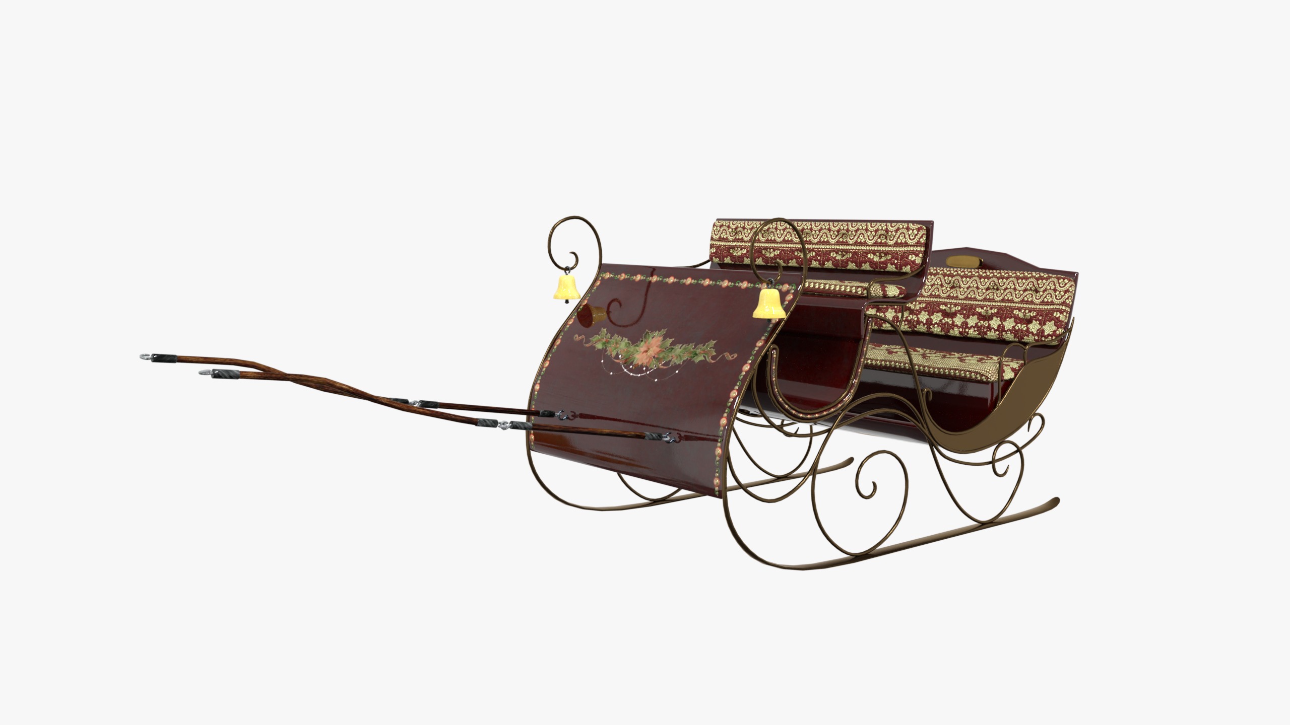  Sleigh For Santa Claus Christmas Low-poly 3D model_4