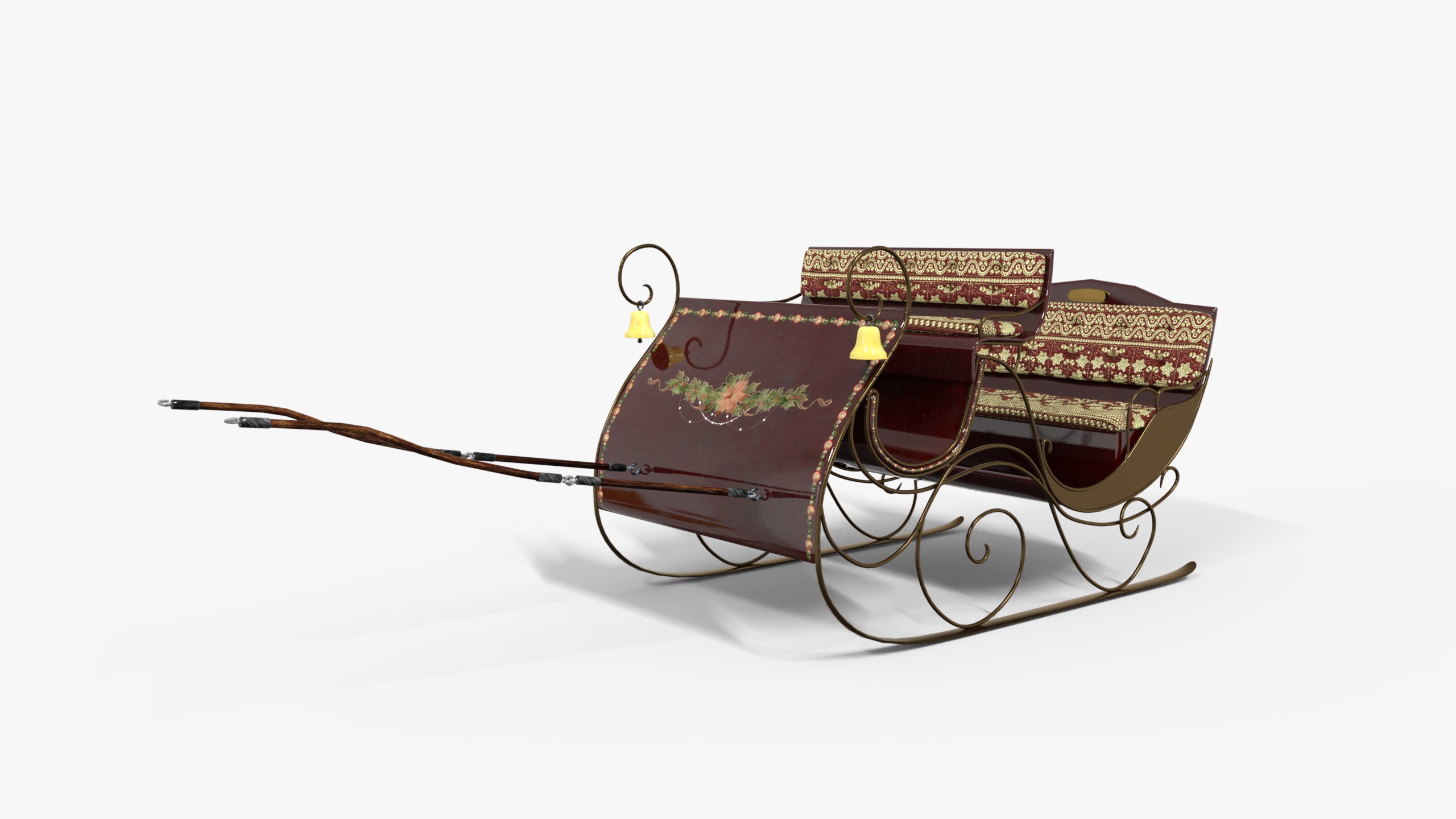  Sleigh For Santa Claus Christmas Low-poly 3D model_5