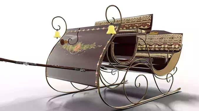  Sleigh For Santa Claus Christmas Low-poly 3D model