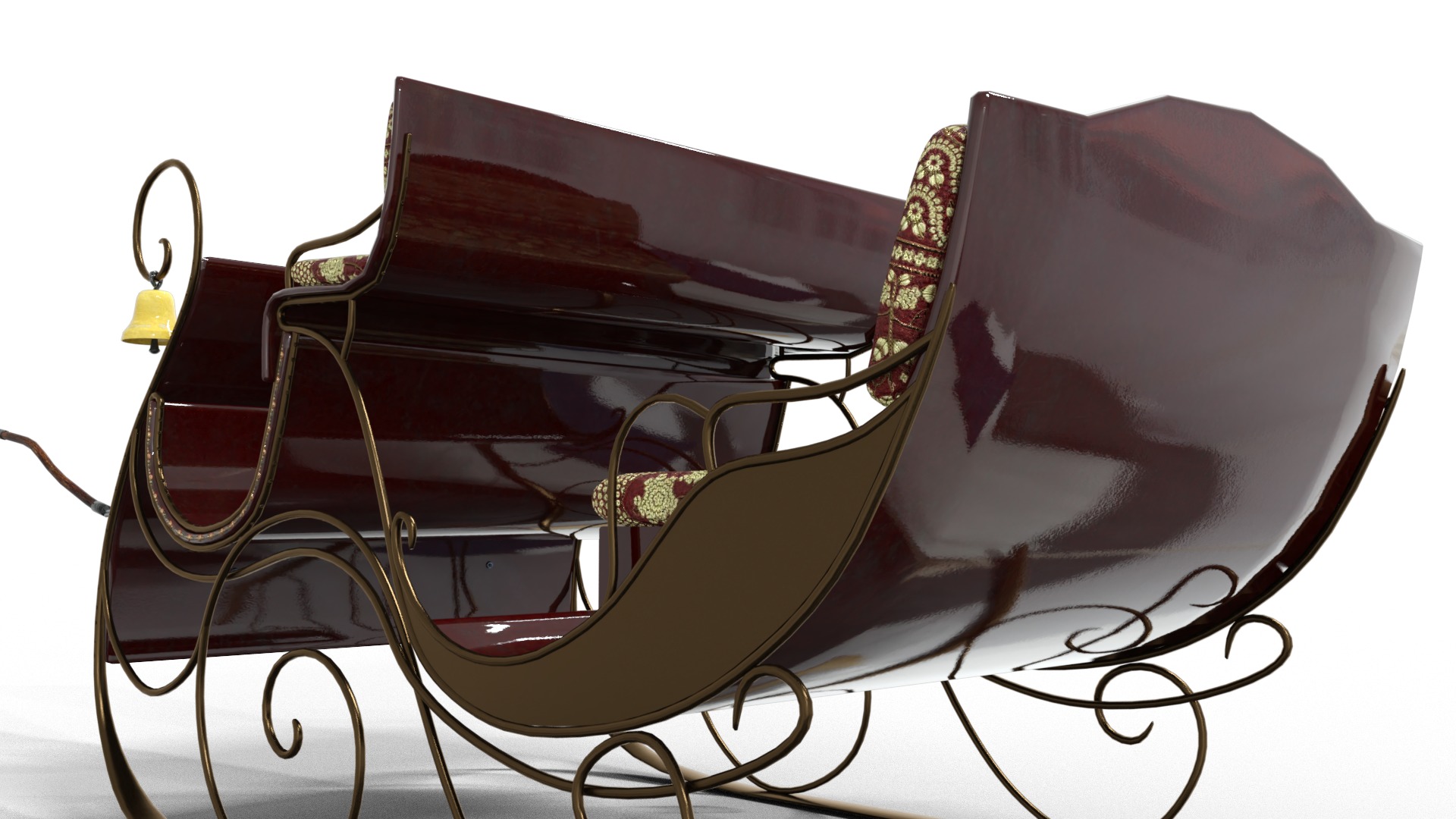  Sleigh For Santa Claus Christmas Low-poly 3D model_9