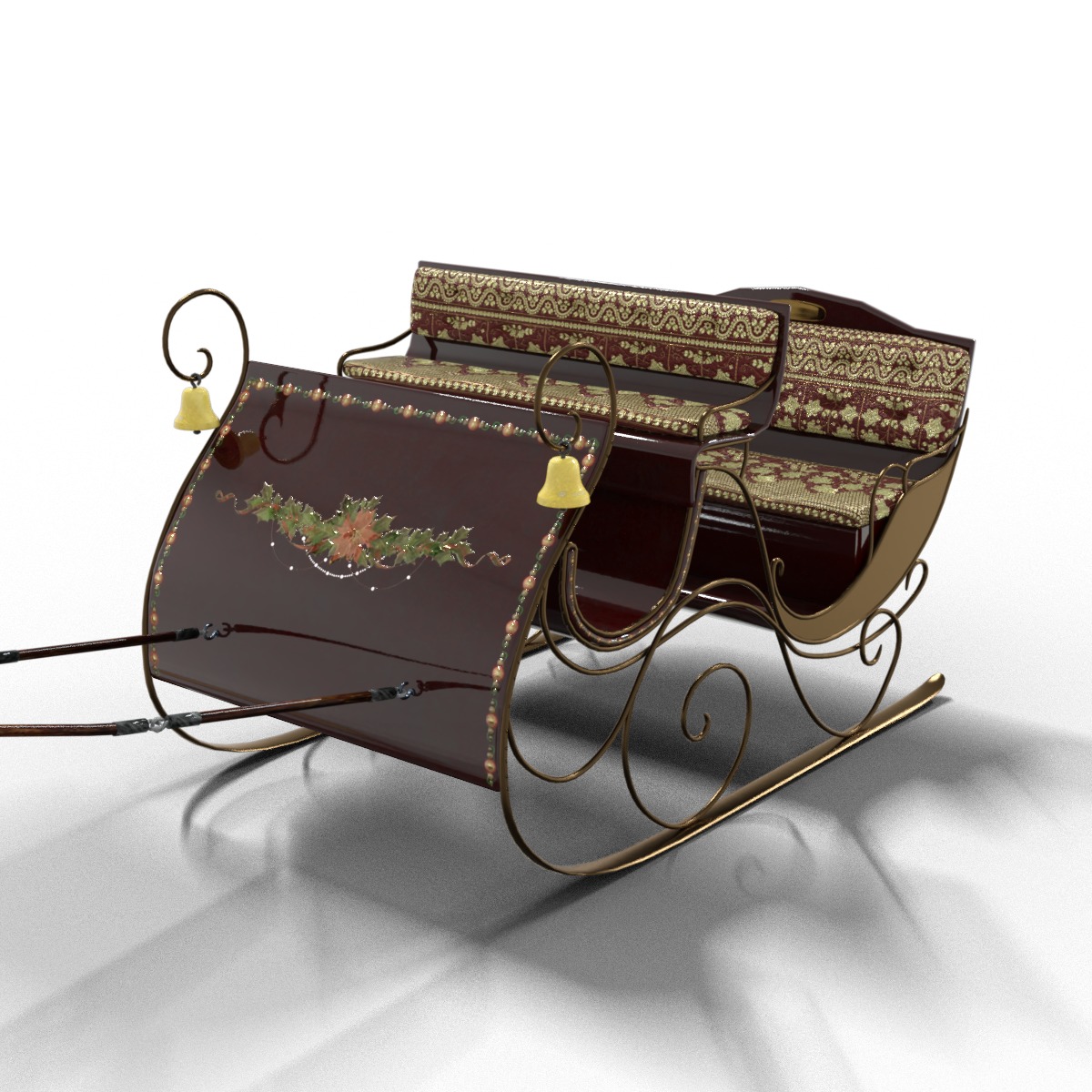  Sleigh For Santa Claus Christmas Low-poly 3D model_12