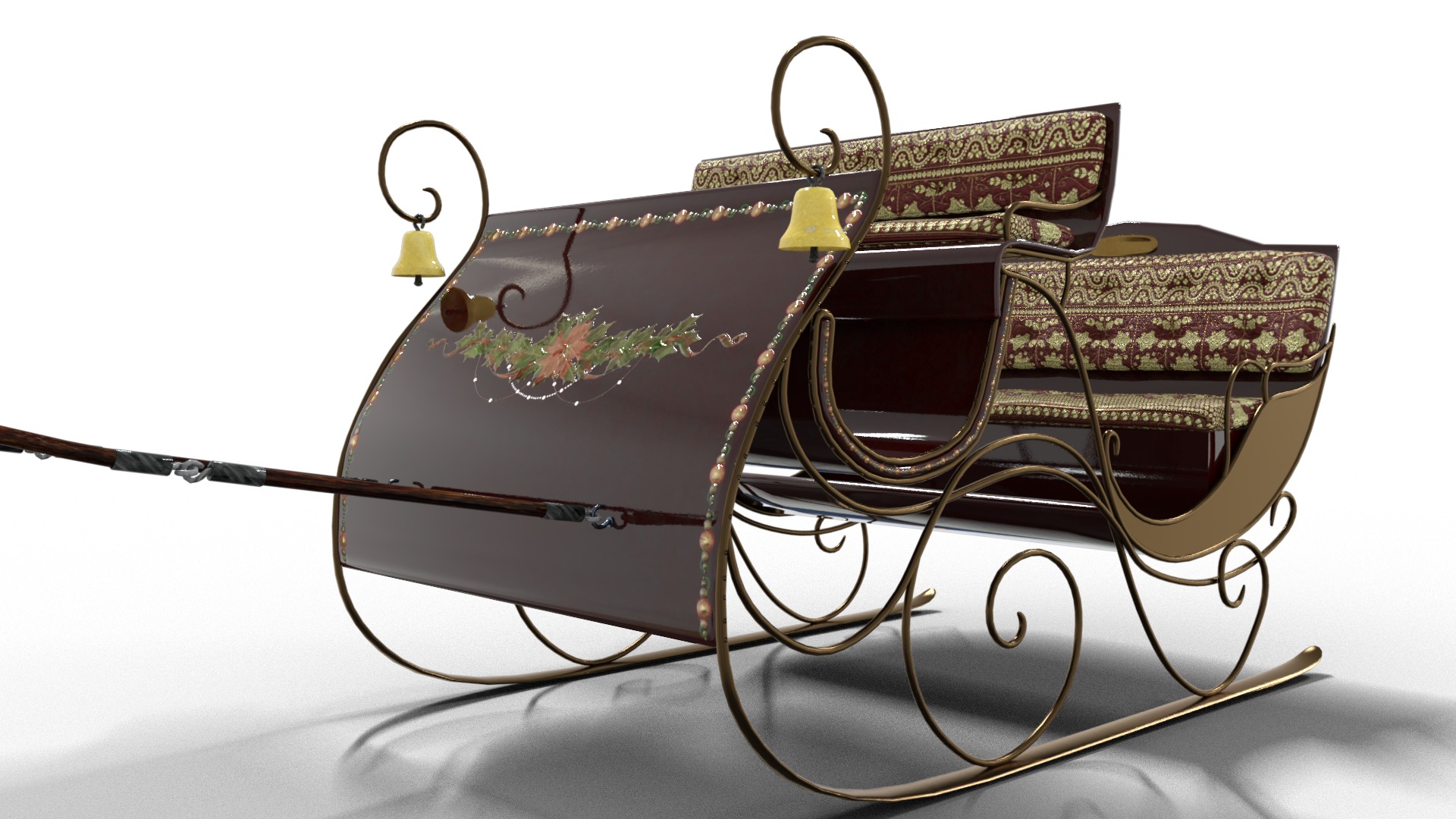  Sleigh For Santa Claus Christmas Low-poly 3D model_1