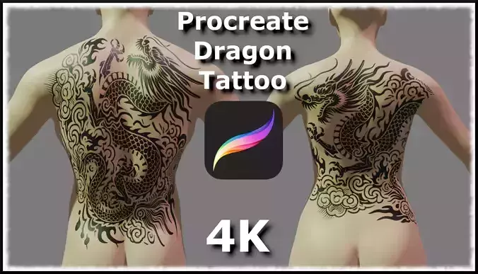 Tattoo Artist Dragon Design Male and Female Back - Procreate