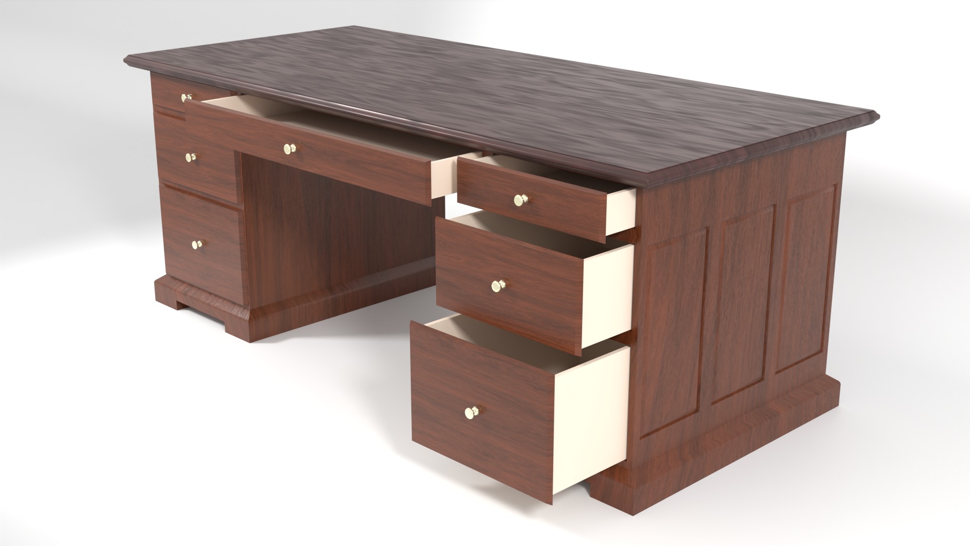 Exective Desk Low-poly 3D model_2