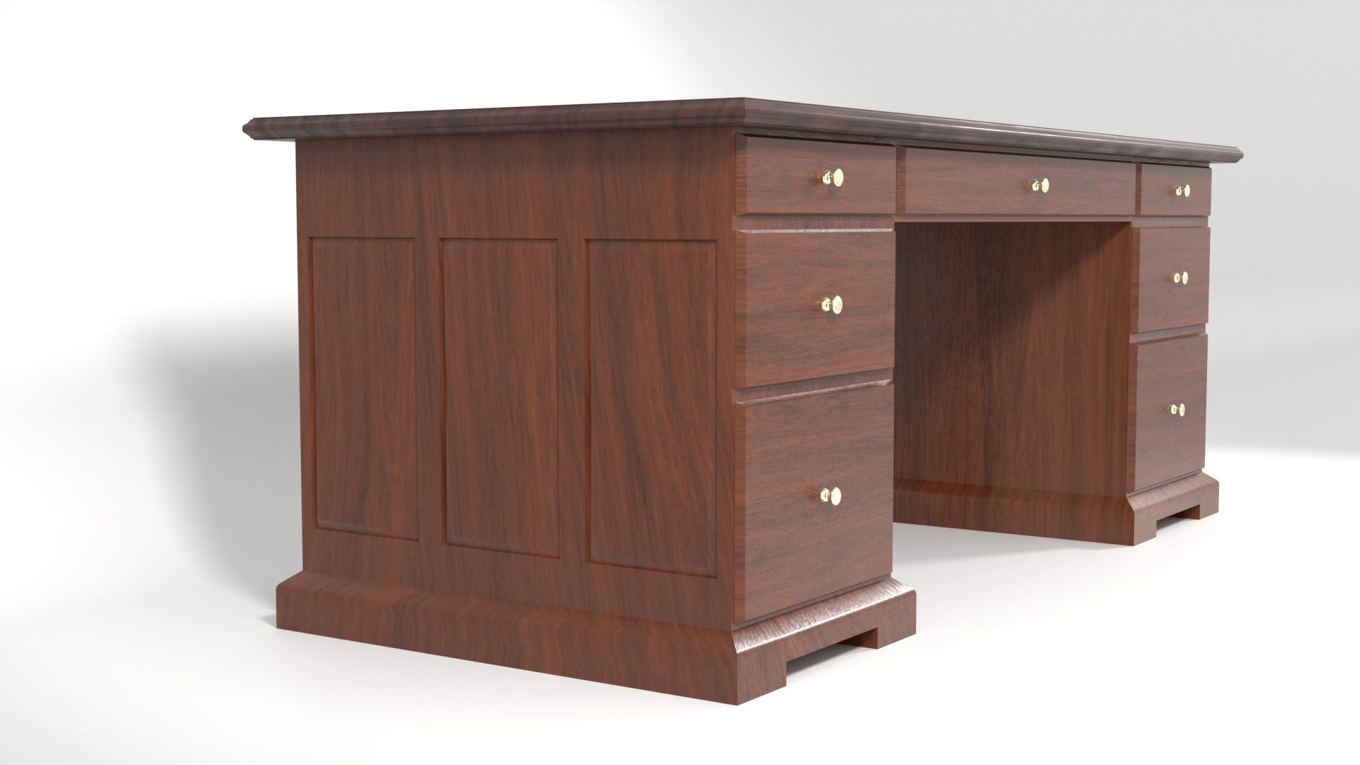 Exective Desk Low-poly 3D model_4