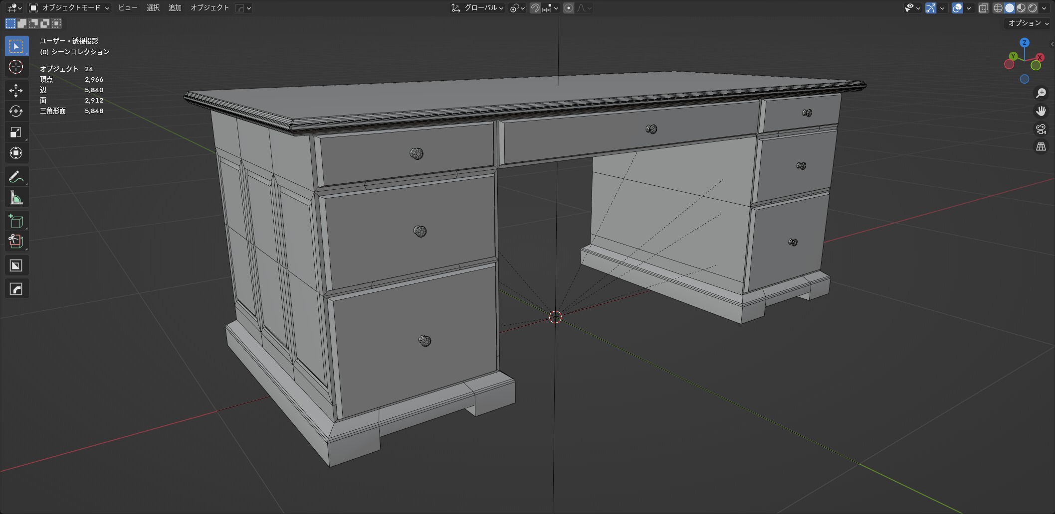 Exective Desk Low-poly 3D model_7