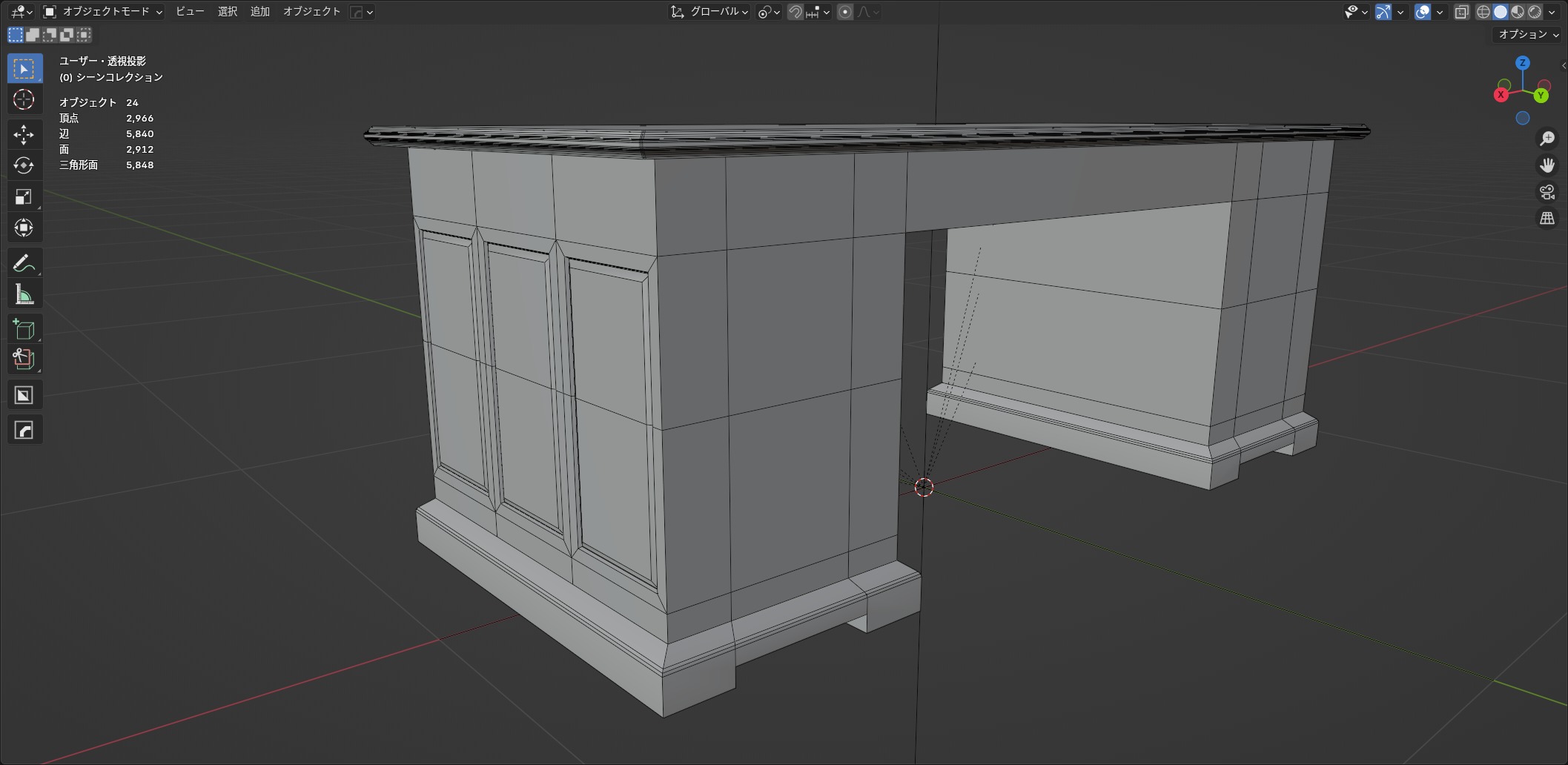 Exective Desk Low-poly 3D model_6