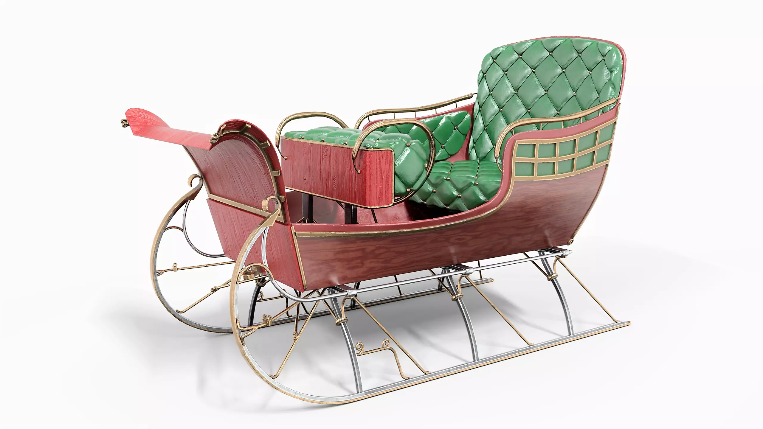 Santa Claus Sleigh  Low-poly 3D model_0