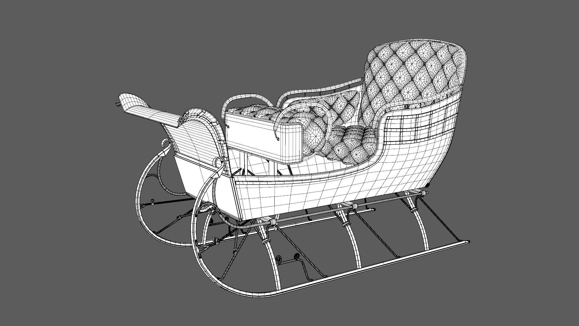 Santa Claus Sleigh  Low-poly 3D model_10