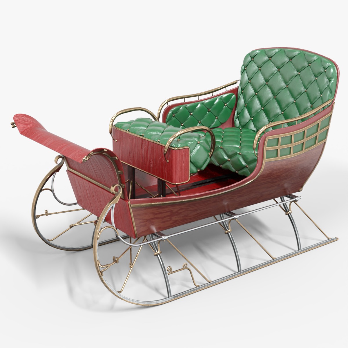 Santa Claus Sleigh  Low-poly 3D model_7