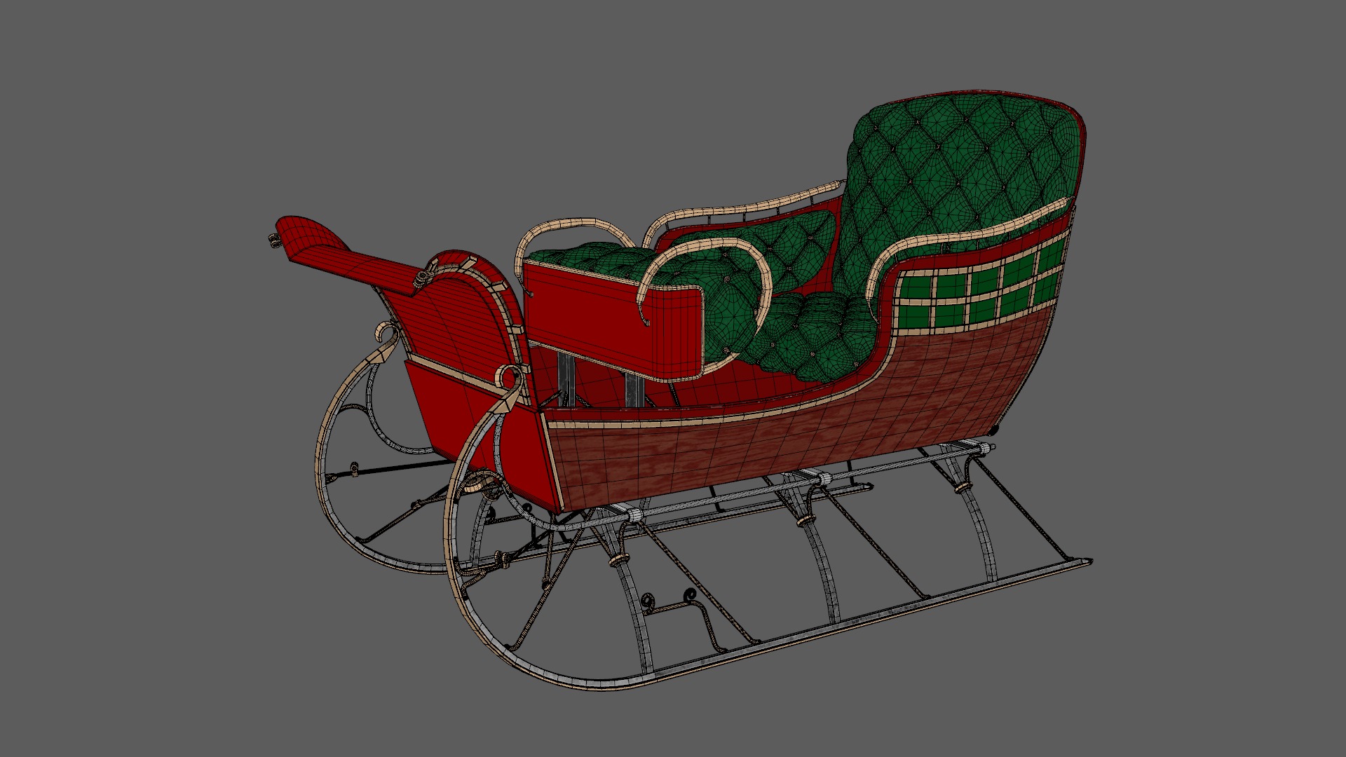 Santa Claus Sleigh  Low-poly 3D model_12