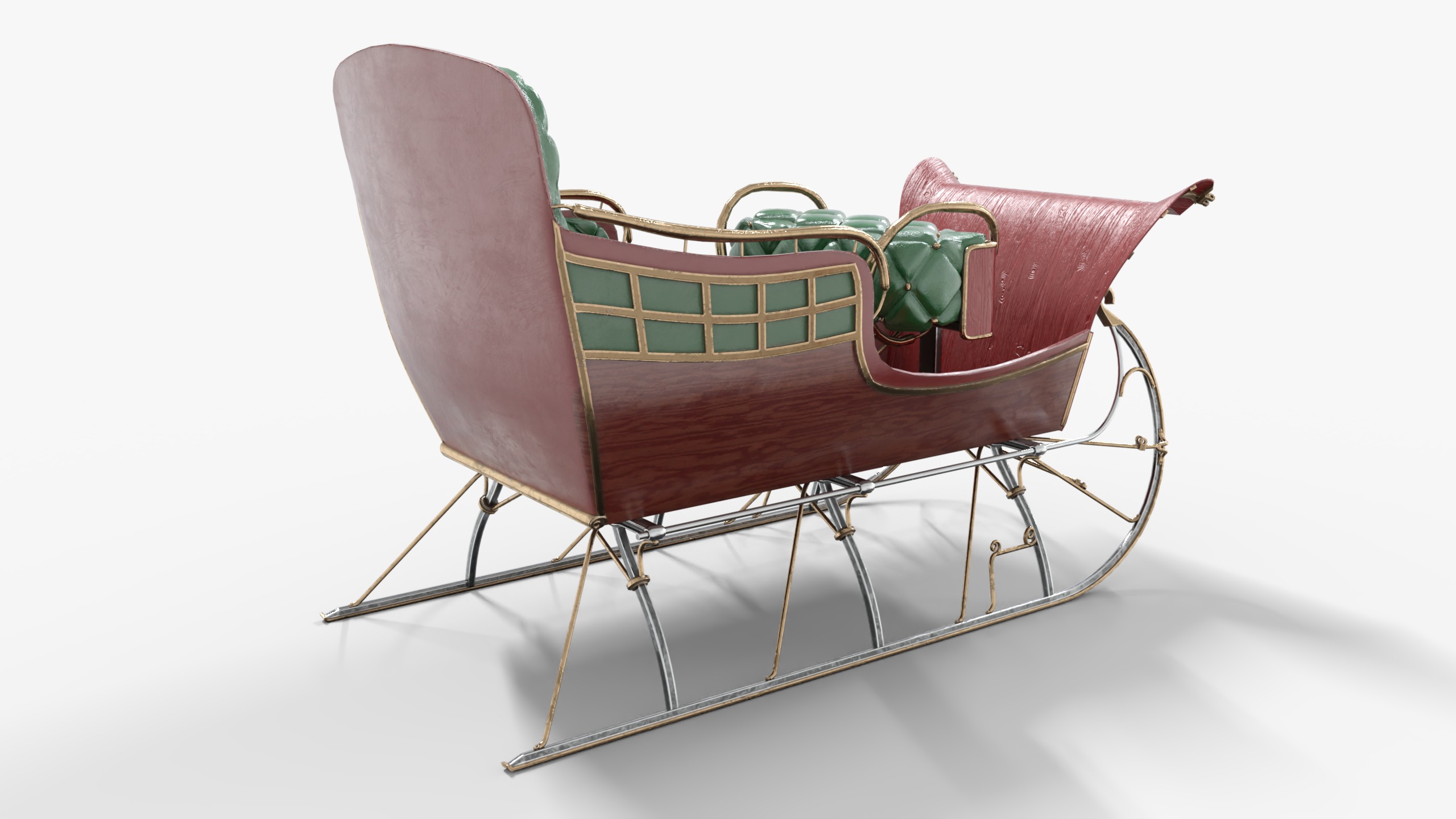 Santa Claus Sleigh  Low-poly 3D model_1