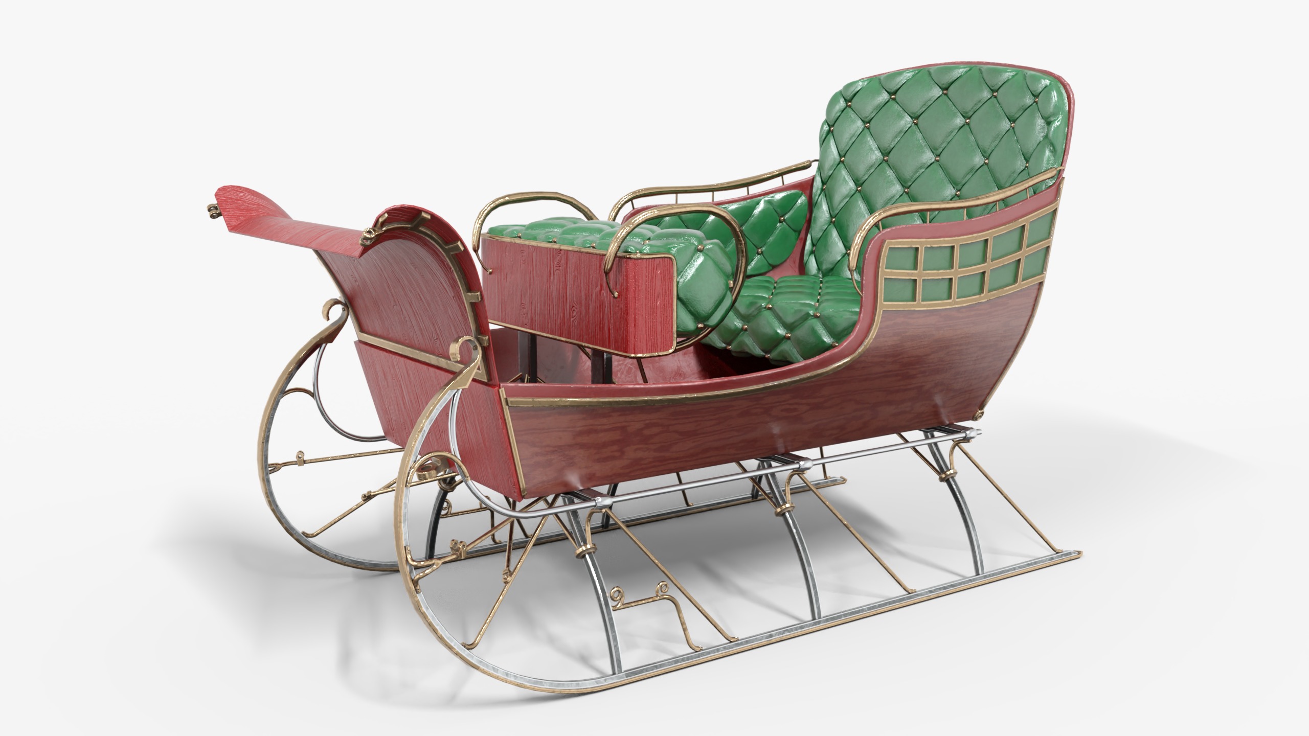 Santa Claus Sleigh  Low-poly 3D model_8