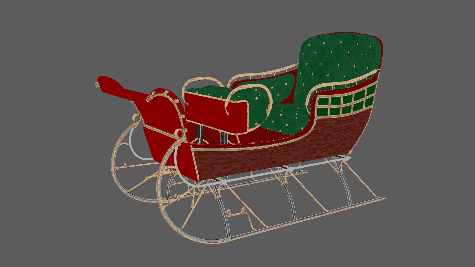 Santa Claus Sleigh  Low-poly 3D model_11