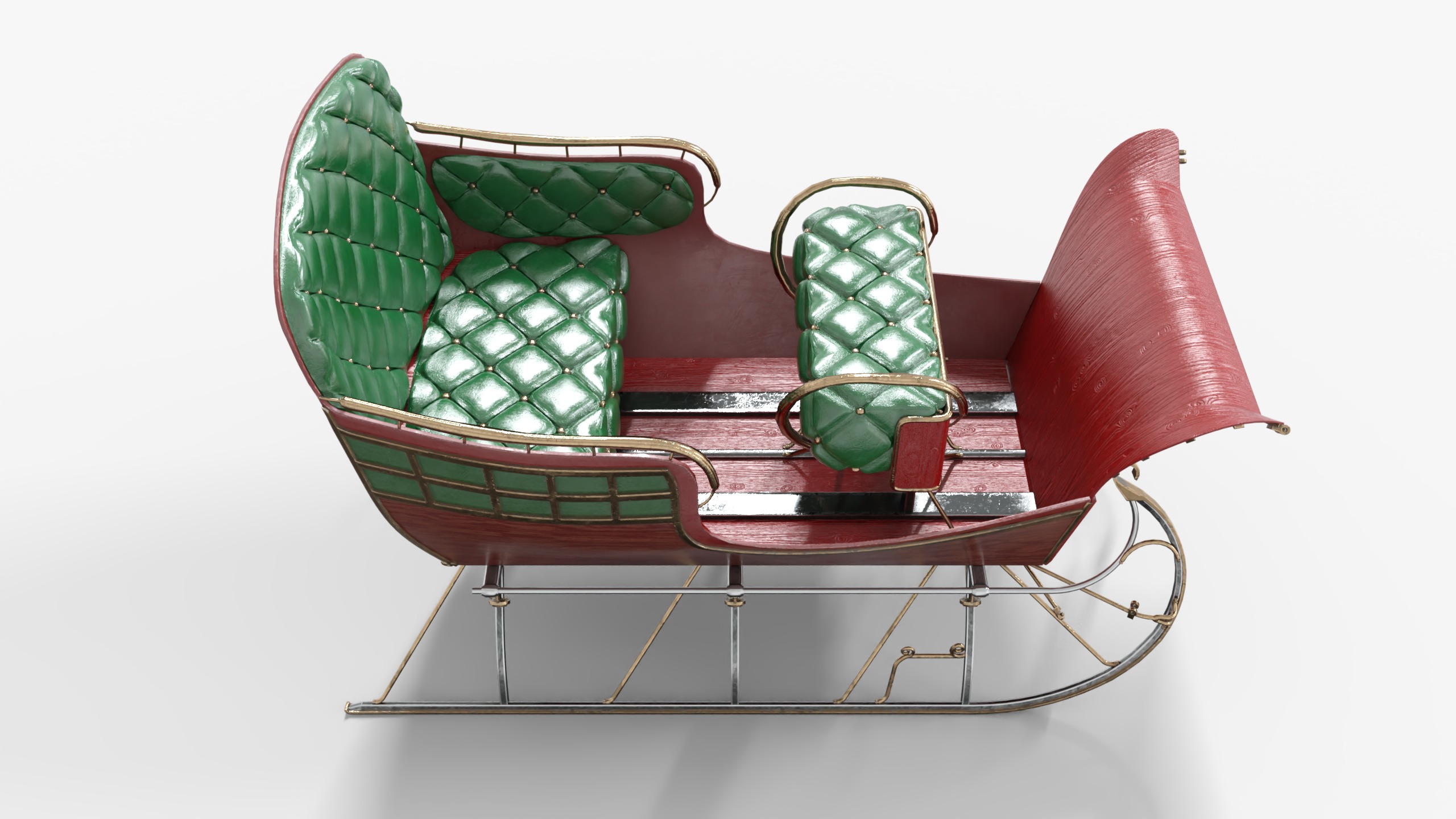 Santa Claus Sleigh  Low-poly 3D model_2