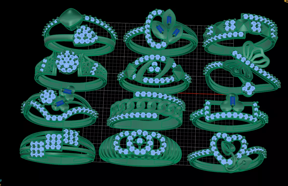 48 light weighted gold and silver rings 3D print model