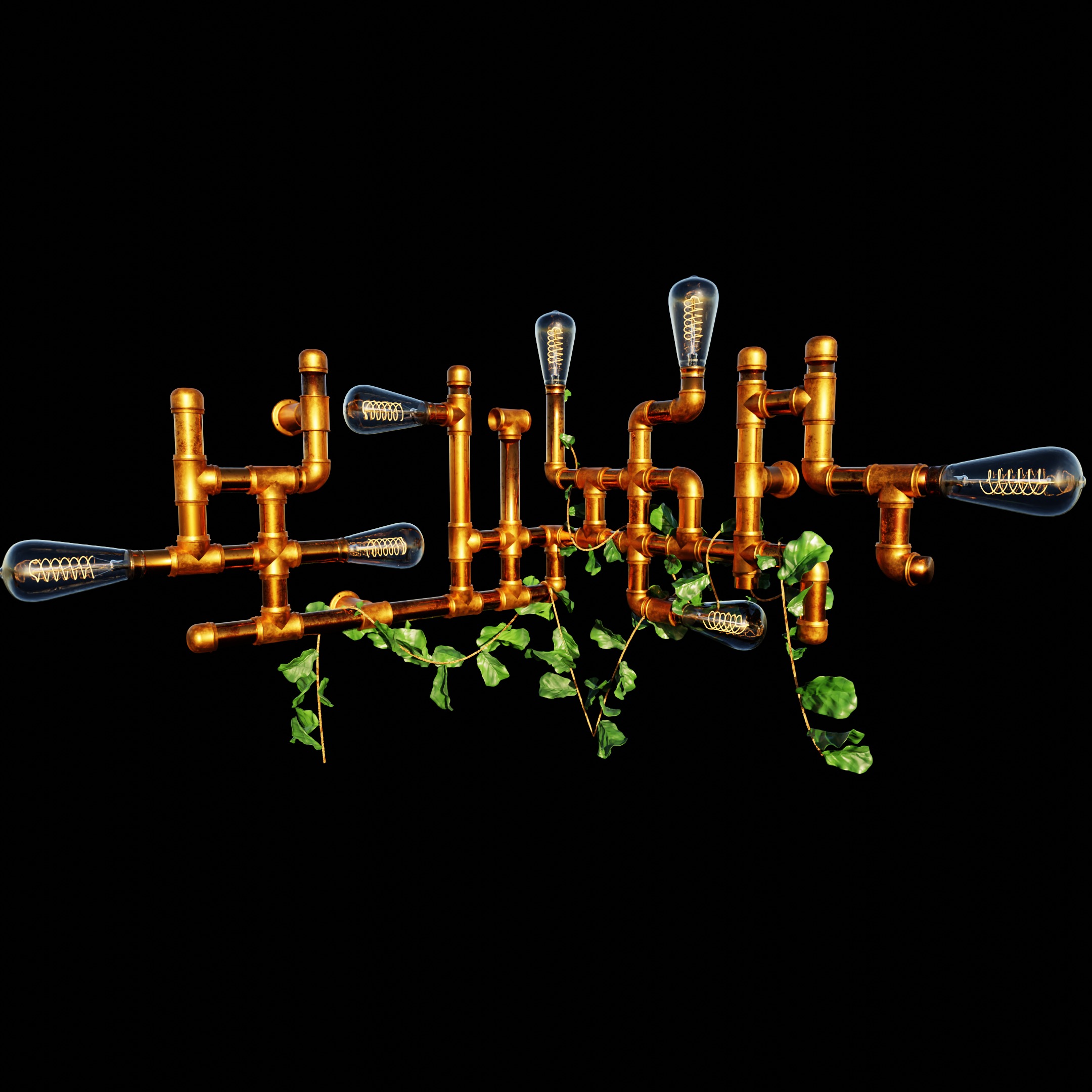 Lamp - Plumbing Copper Pipe 3D model_2