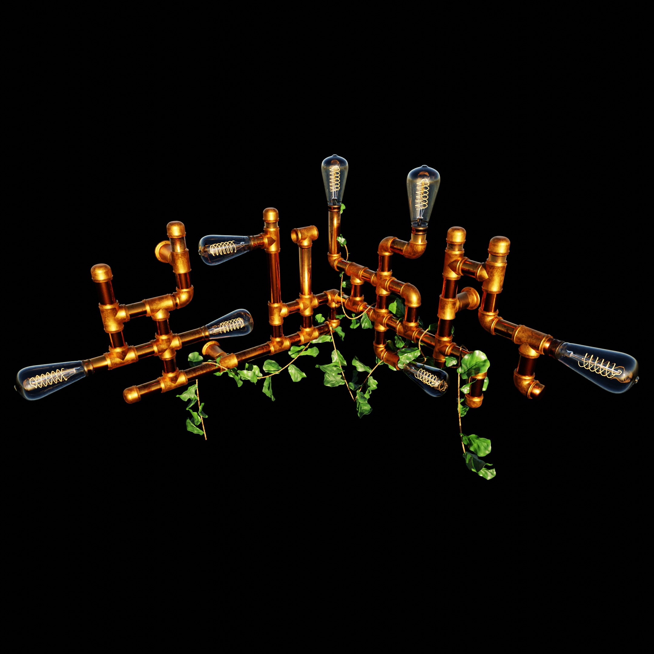 Lamp - Plumbing Copper Pipe 3D model_1