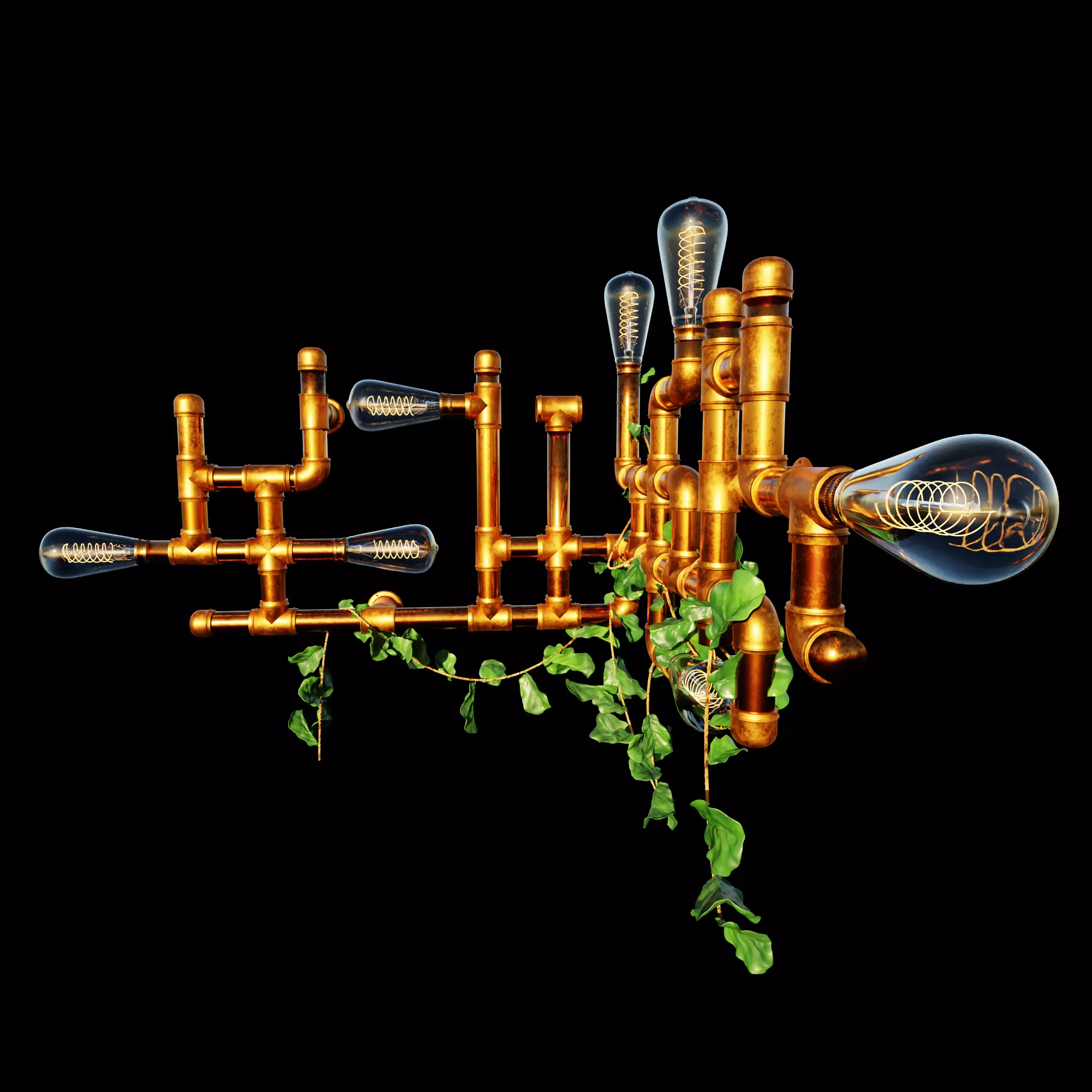 Lamp - Plumbing Copper Pipe 3D model_0