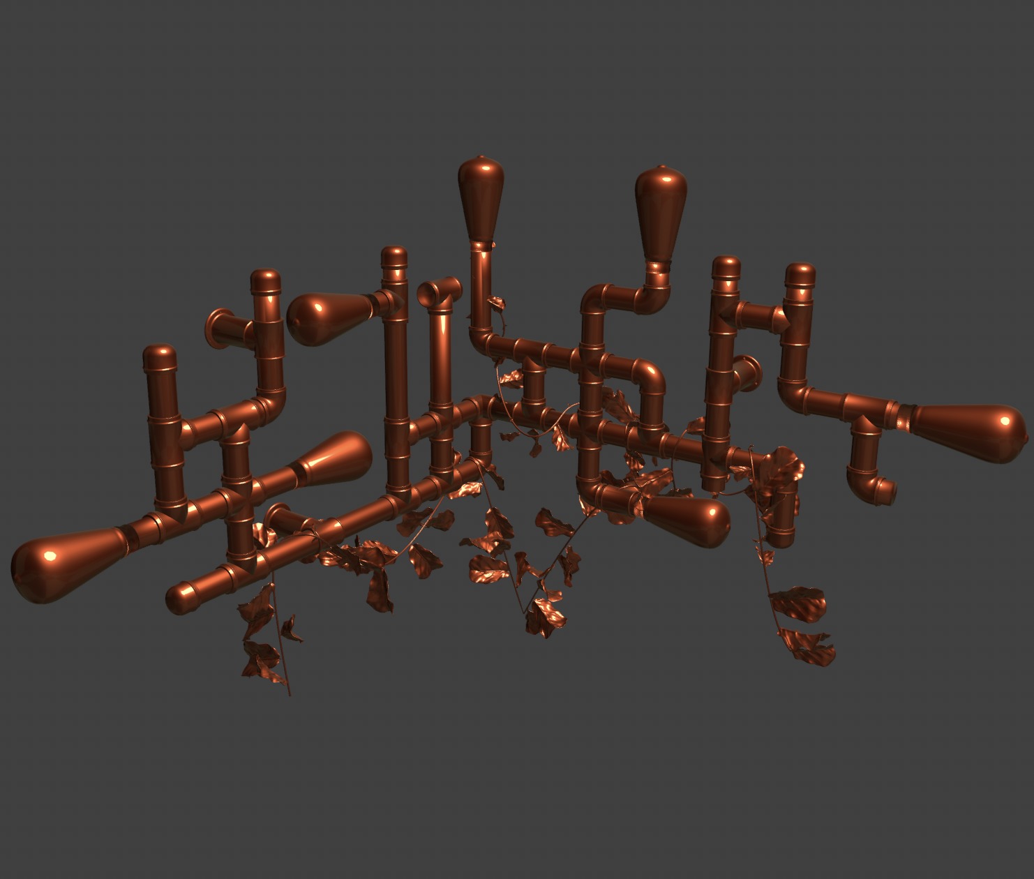 Lamp - Plumbing Copper Pipe 3D model_3