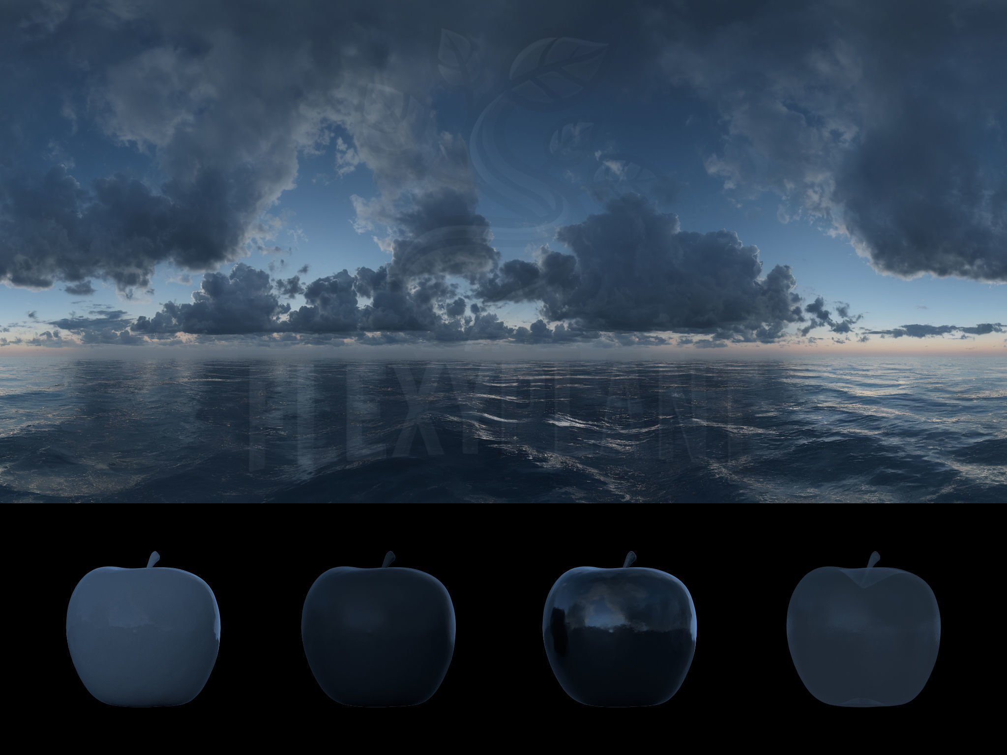 Realistic HDRI 18pcs 12k Ocean with Cloud Low-poly 3D model_16