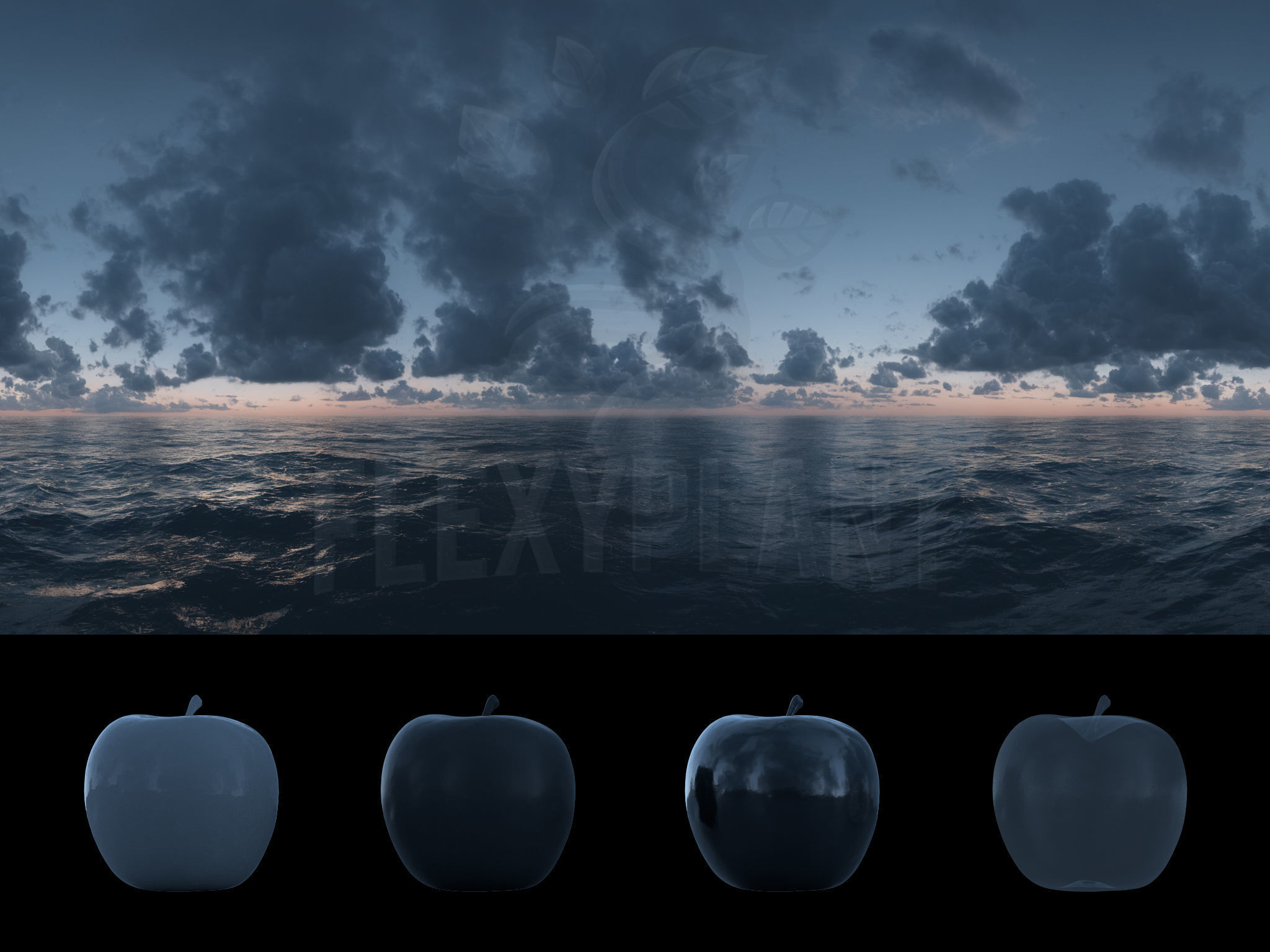 Realistic HDRI 18pcs 12k Ocean with Cloud Low-poly 3D model_20