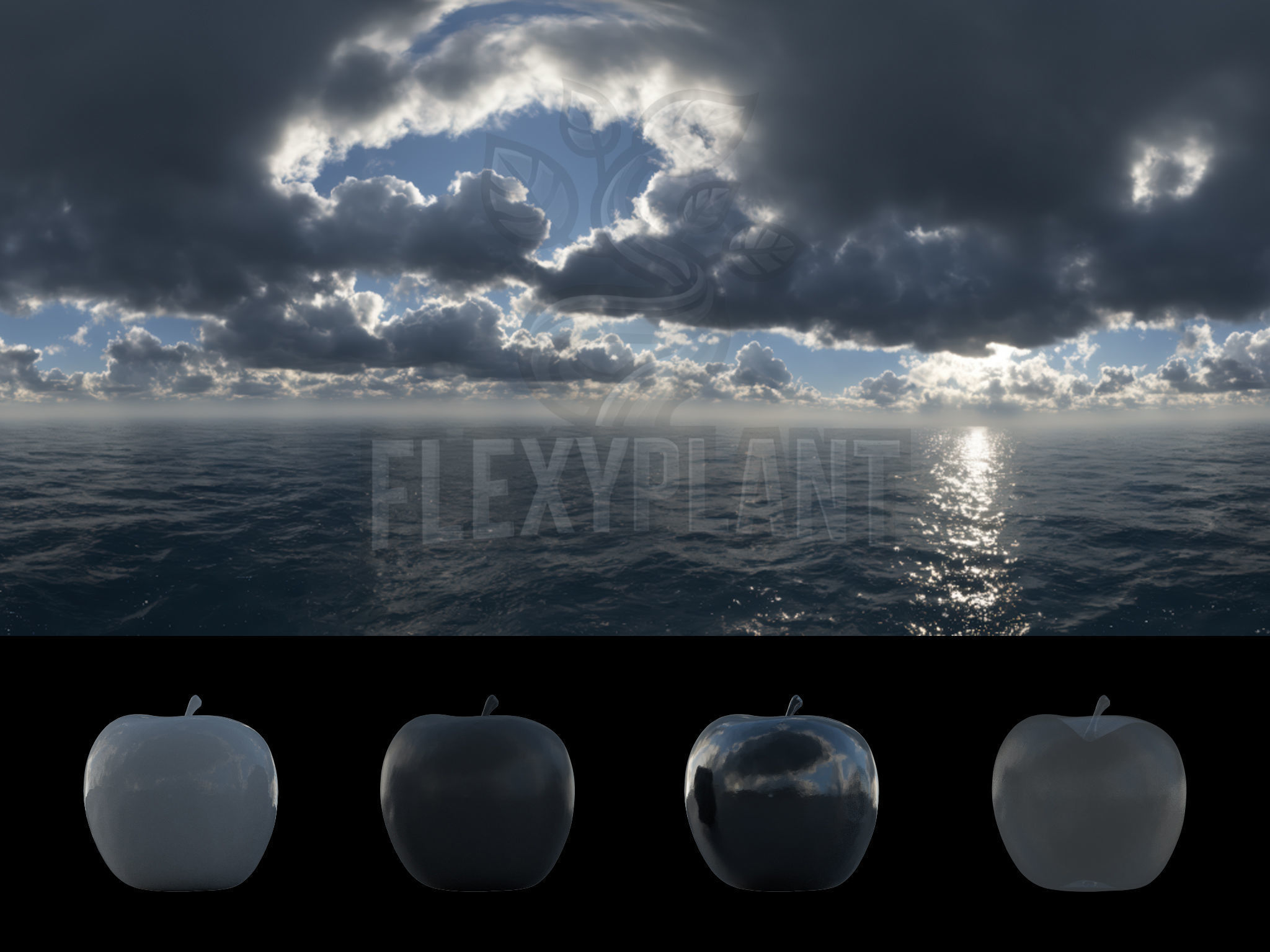 Realistic HDRI 18pcs 12k Ocean with Cloud Low-poly 3D model_10