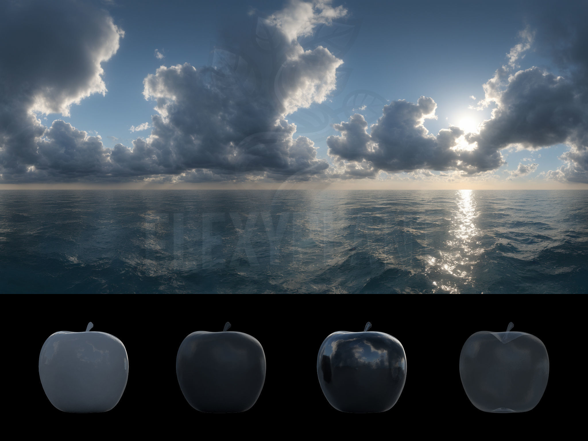Realistic HDRI 18pcs 12k Ocean with Cloud Low-poly 3D model_14