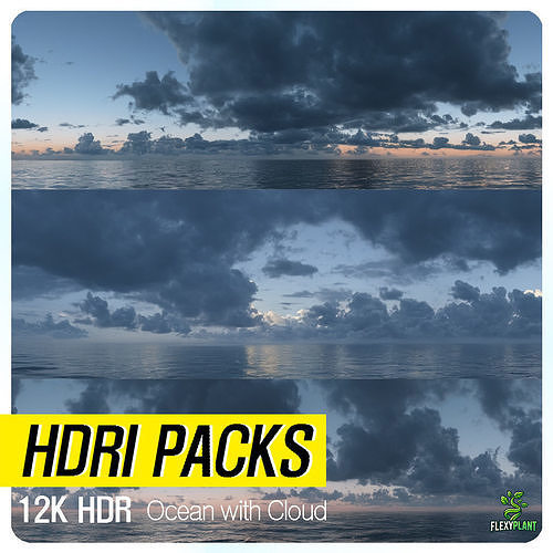 Realistic HDRI 18pcs 12k Ocean with Cloud Low-poly 3D model