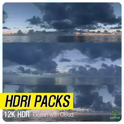 Realistic HDRI 18pcs 12k Ocean with Cloud Low-poly 3D model