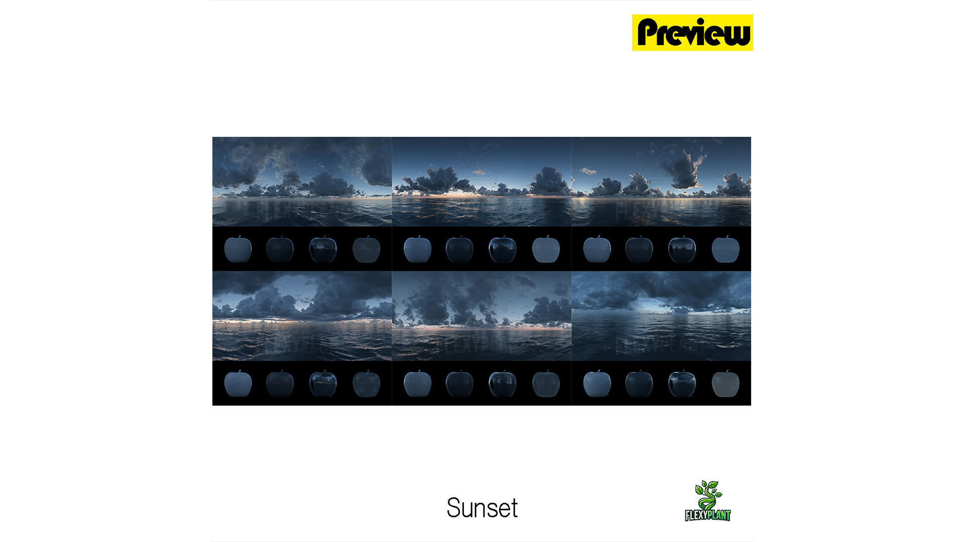 Realistic HDRI 18pcs 12k Ocean with Cloud Low-poly 3D model_3