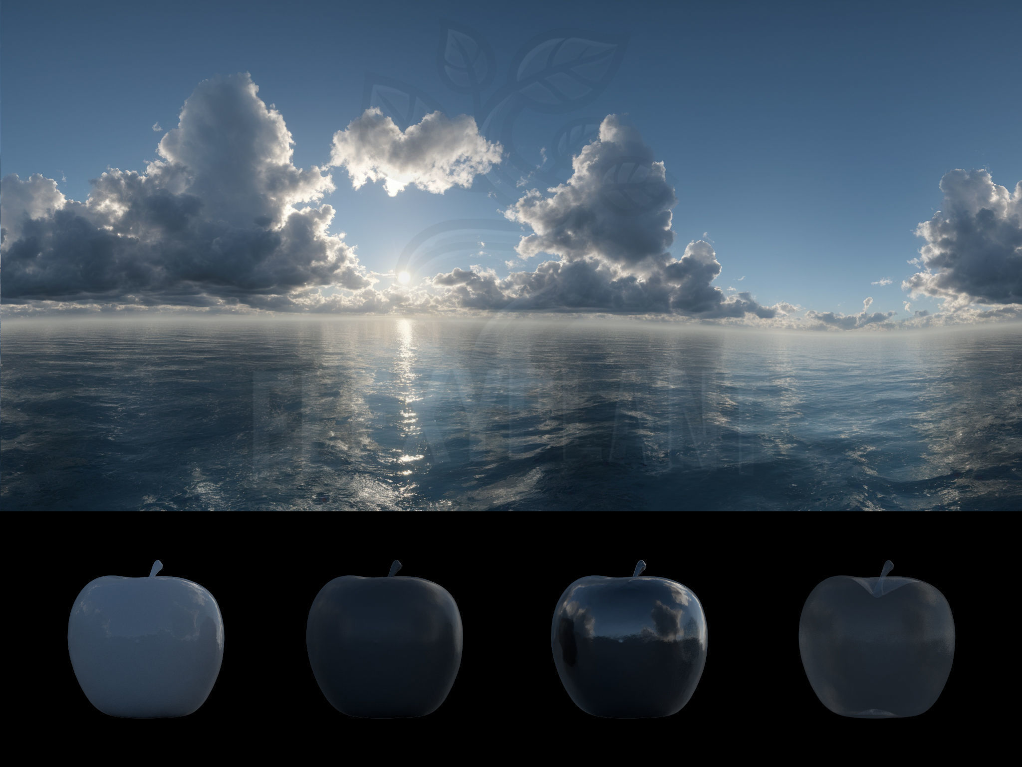 Realistic HDRI 18pcs 12k Ocean with Cloud Low-poly 3D model_12