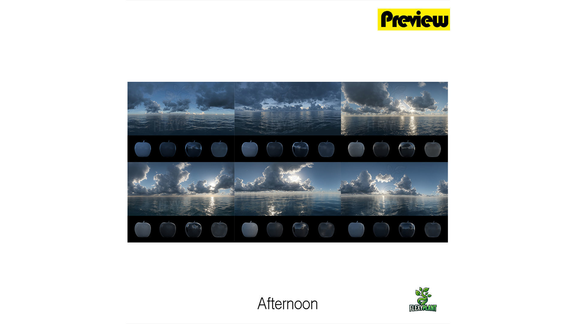 Realistic HDRI 18pcs 12k Ocean with Cloud Low-poly 3D model_2