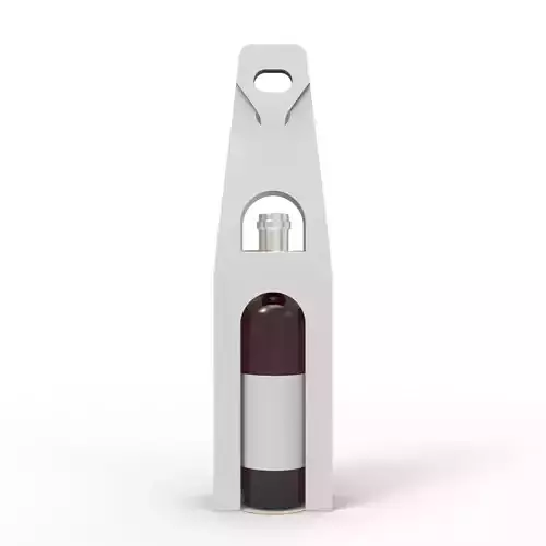 Packaging box holder for one wine bottle including die-cut 