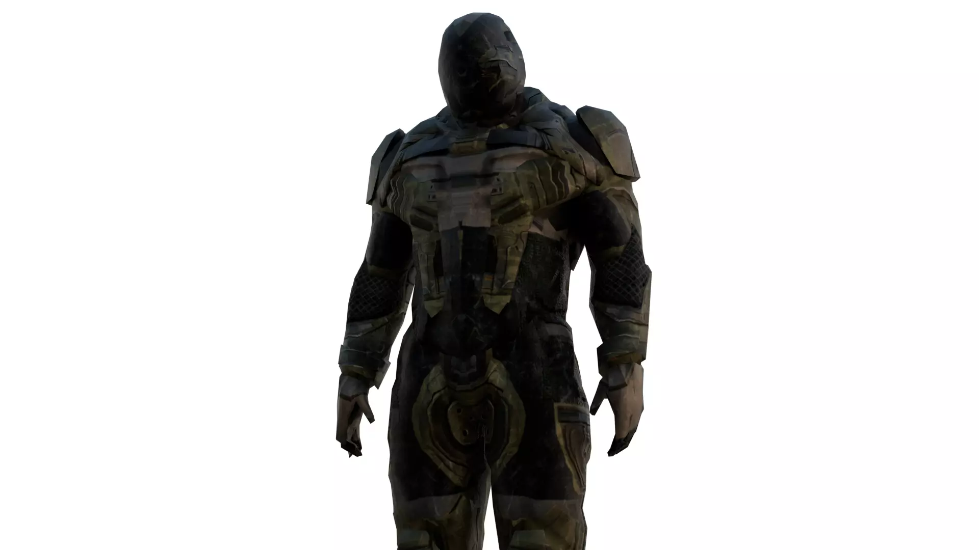 Futuristic Soldier 3D Model Rigged for Games Cinematics Low-poly 3D model_0