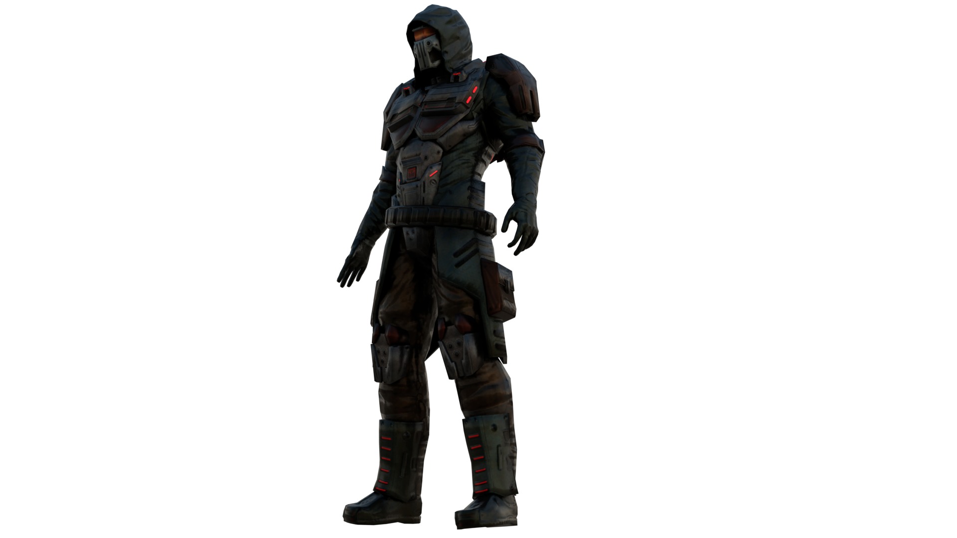 Elite Futuristic Soldier 3D Model Rigged and Game Ready Sci Fi Low-poly 3D model_4