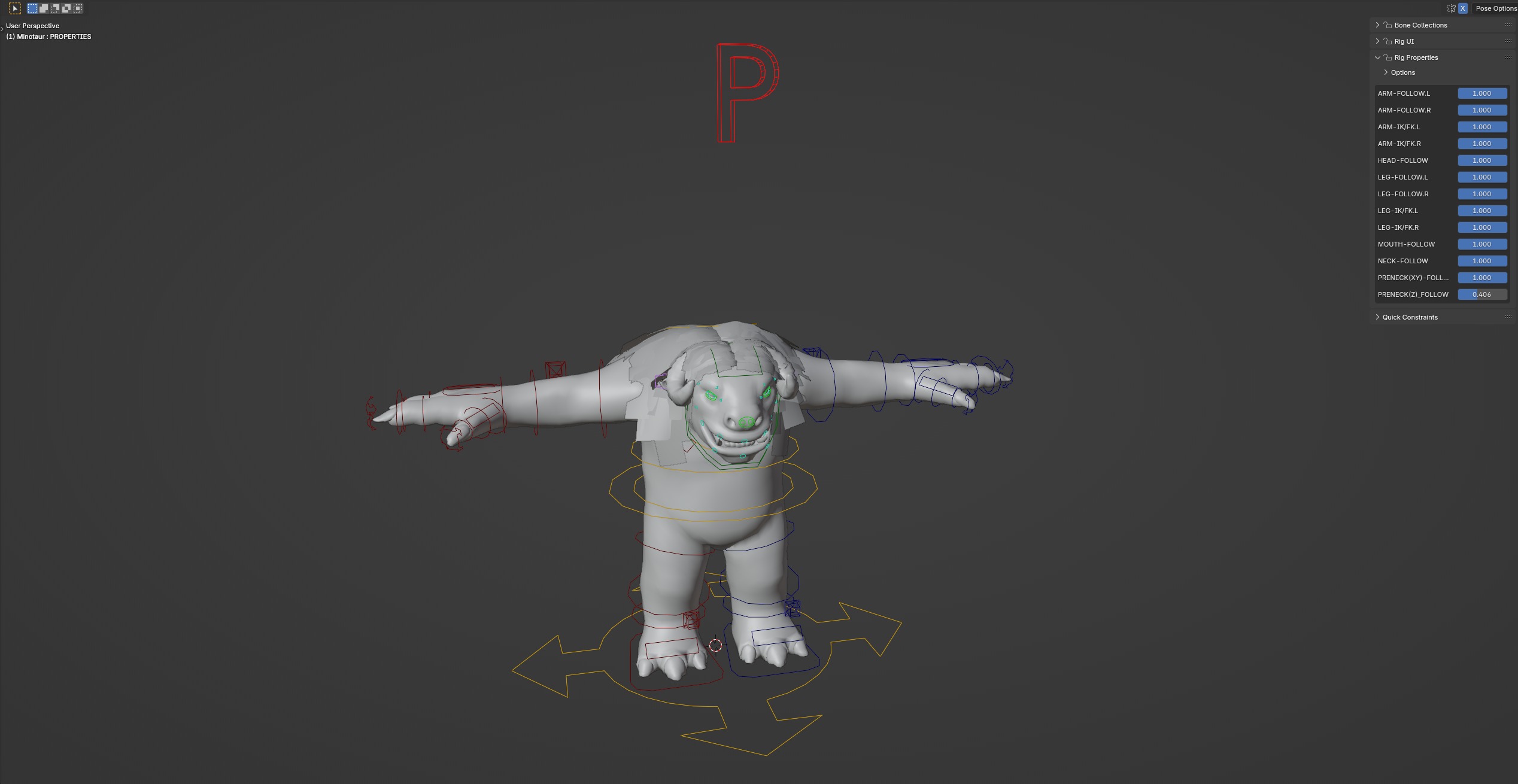 Minotaur monster Low-poly 3D model_12