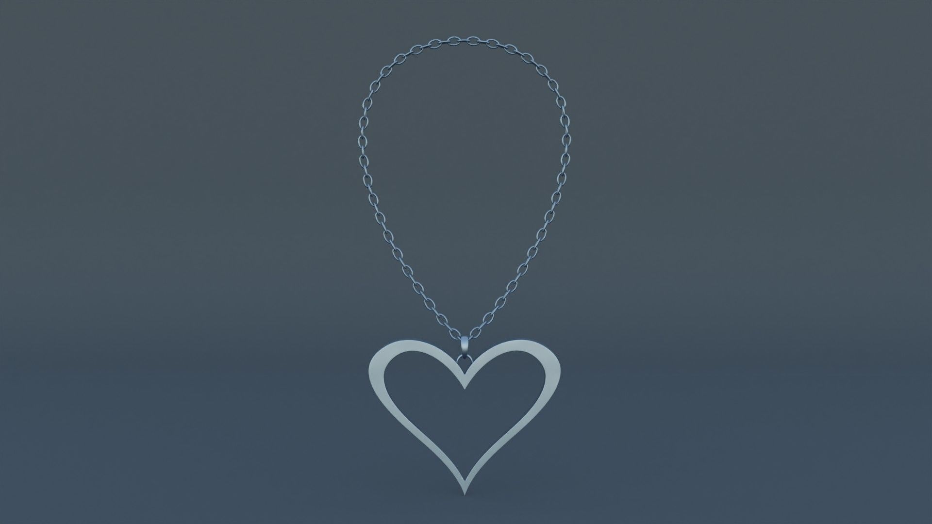 Silver Heart Pendant 3D print model_4