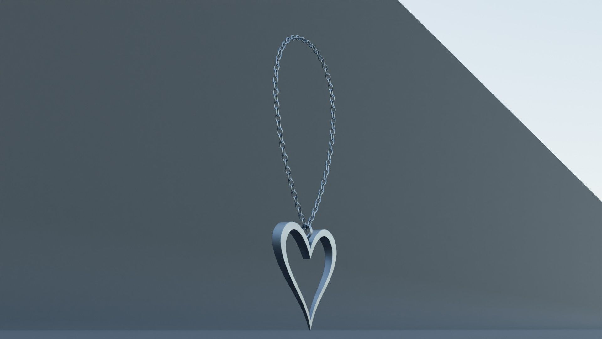Silver Heart Pendant 3D print model_3