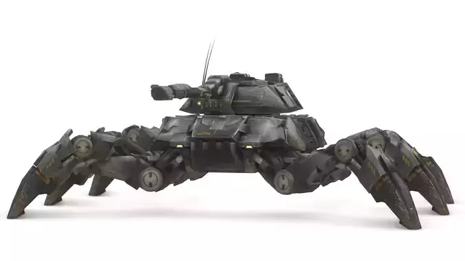 Spider Legged Tank 3D Model Futuristic Mecha Vehicle 3D model