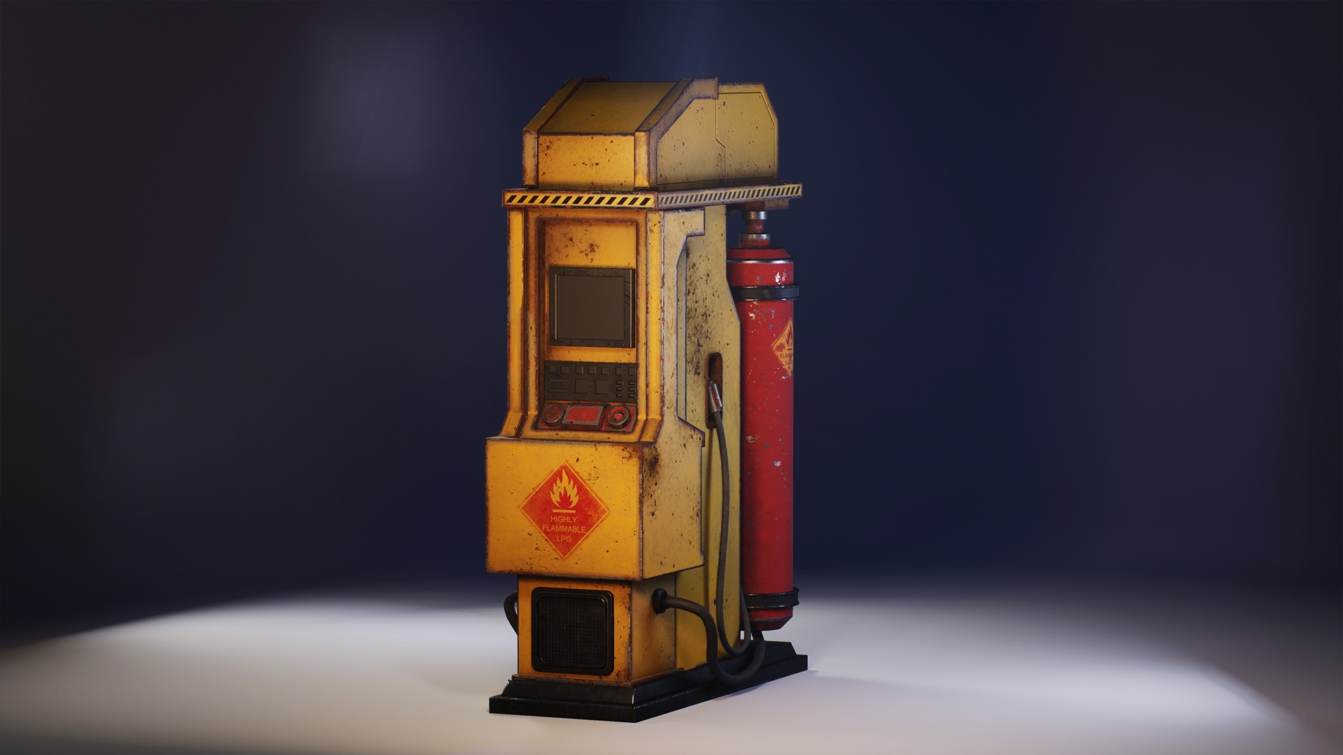 Gas station Low-poly 3D model_4