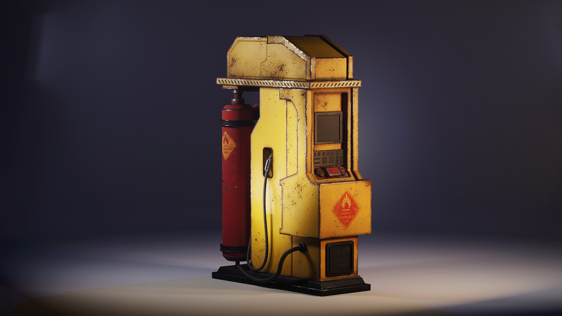 Gas station Low-poly 3D model_3