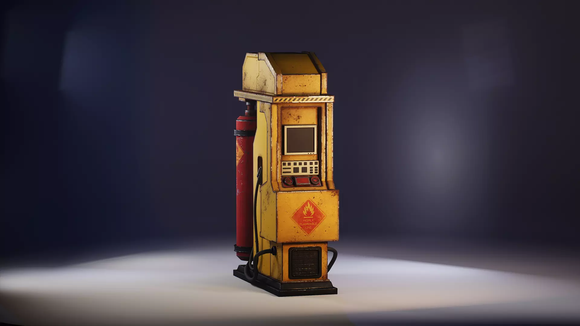 Gas station Low-poly 3D model_0