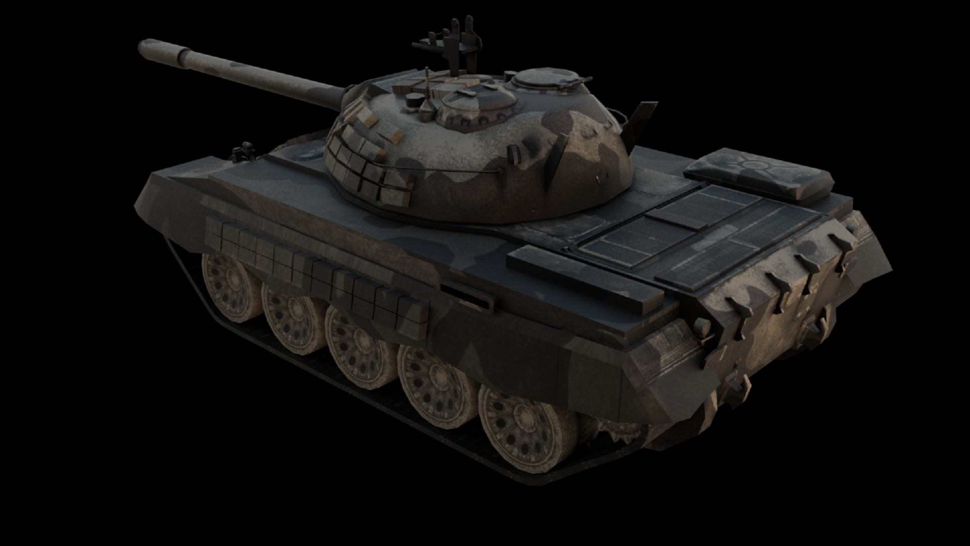 T55 Tank 3D Model BF3 Style High Quality PBR Textured Game Ready Low-poly 3D model_3