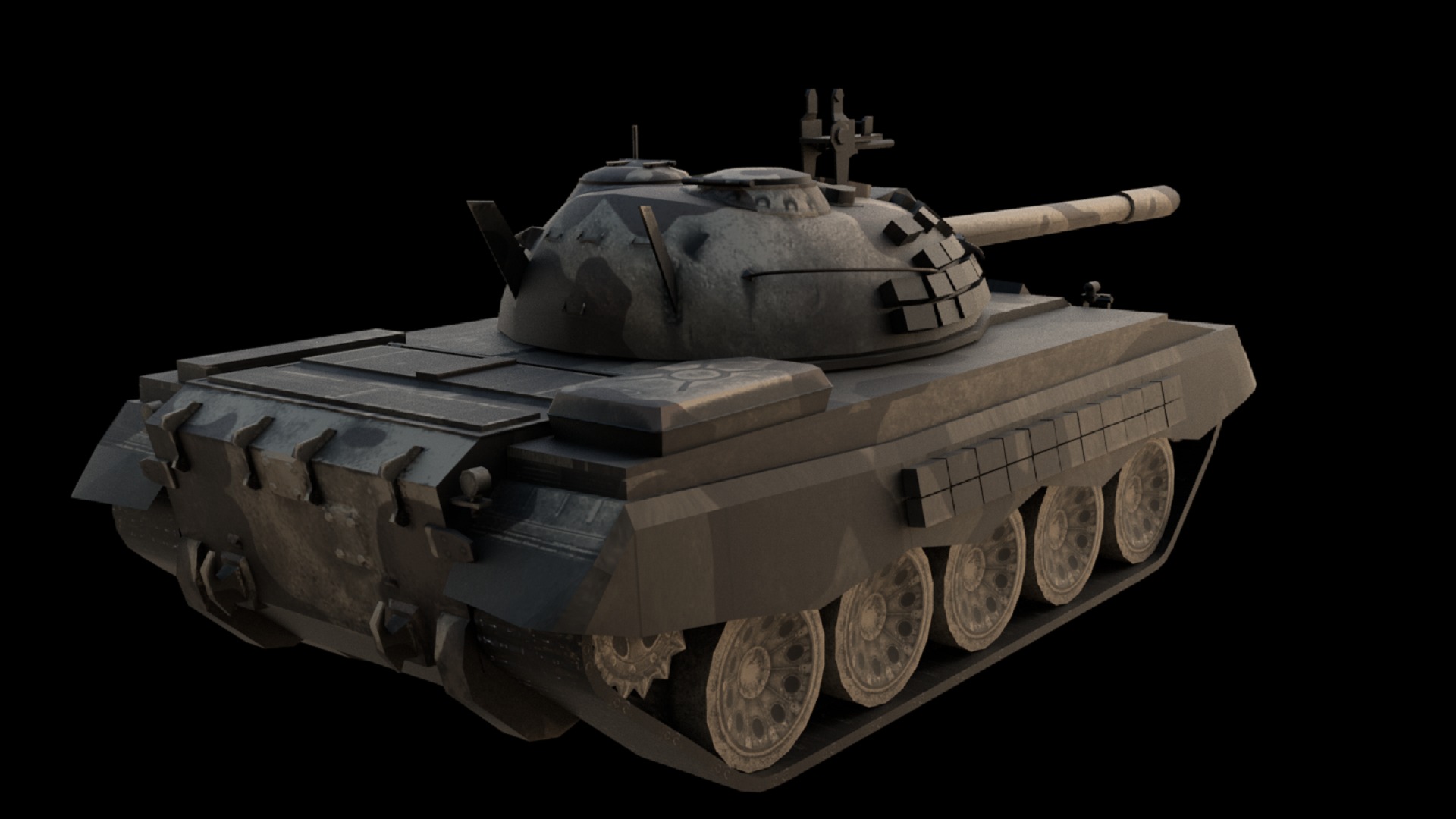T55 Tank 3D Model BF3 Style High Quality PBR Textured Game Ready Low-poly 3D model_1