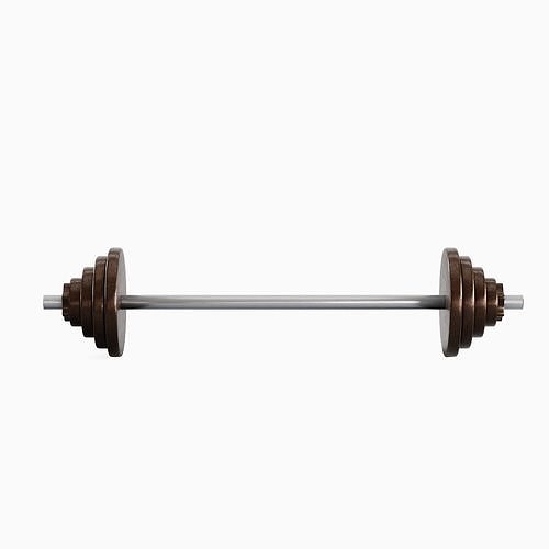 Iron Barbell 02 Low-poly 3D model 2