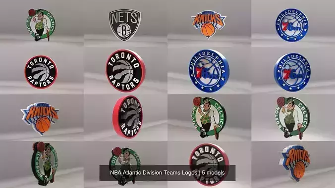 NBA Atlantic Division Teams Logos 3D Model Collection