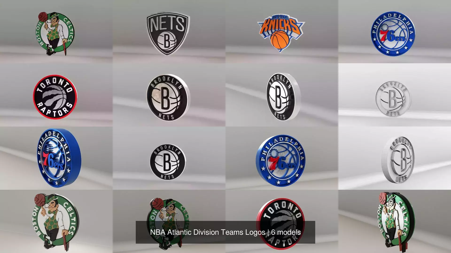 NBA Atlantic Division Teams Logos 3D Model Collection_0