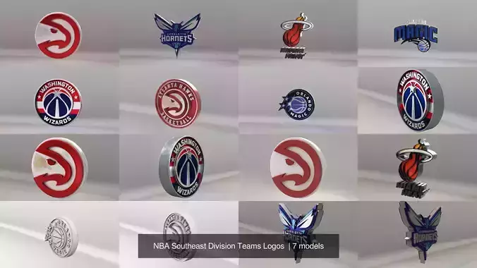 NBA Southeast Division Teams Logos  3D Model Collection