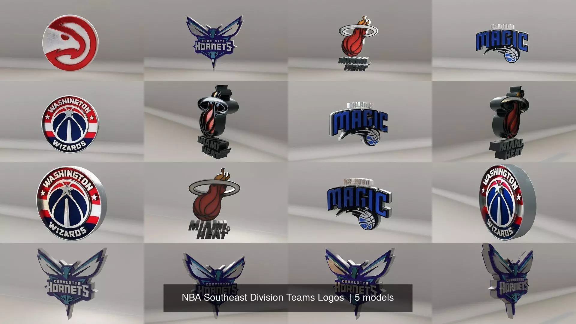 NBA Southeast Division Teams Logos  3D Model Collection_0